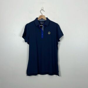 Peter Millar Women L Short Sleeve Pullover Polo Golf Shirt 3/4 Button Casual Top